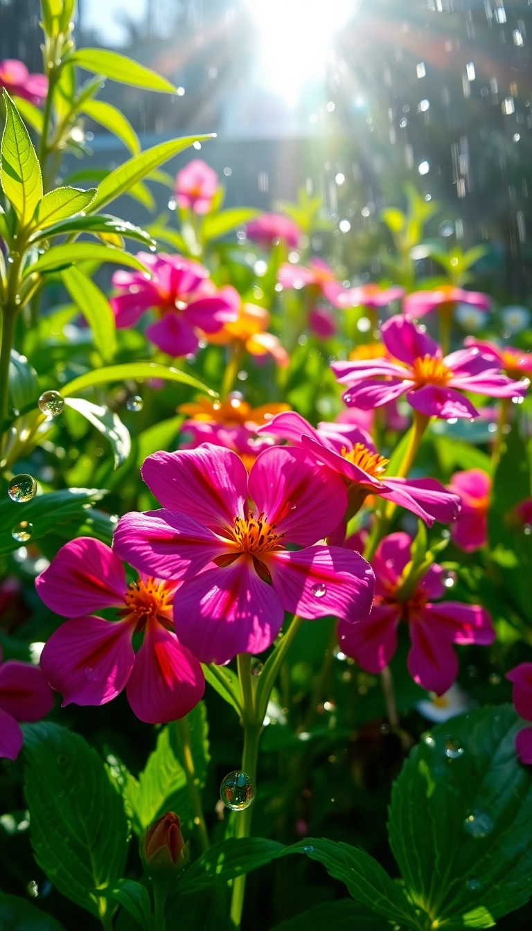 HD iPhone Spring Rain Garden Professional Background Royalty-Free Stock Image